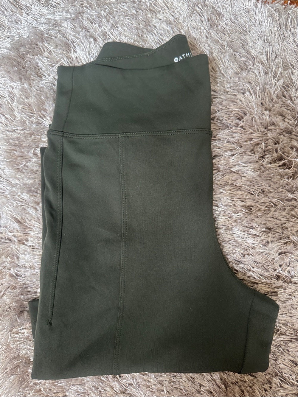Athleta Delancey Straight Leg  Pant Olive Green High-Rise Performance